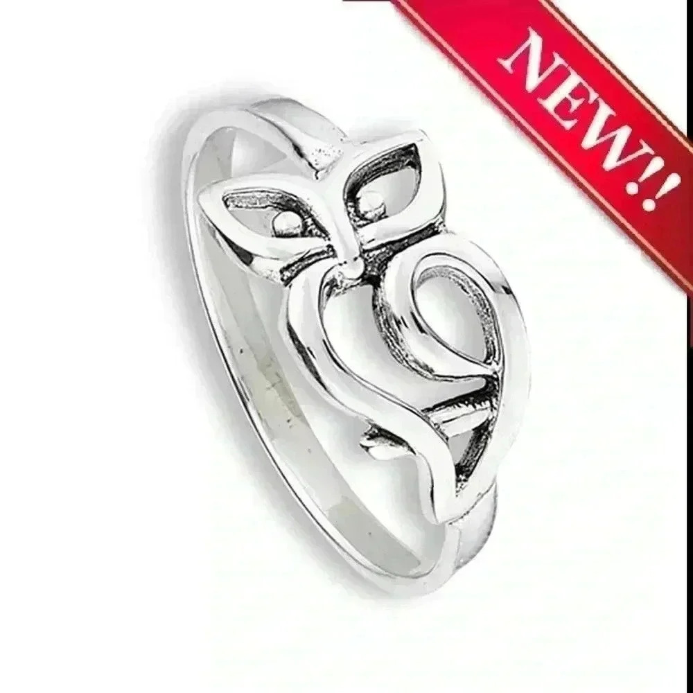 NEW | SS Filigree Vintage Wise Bird Owl Heart Ring